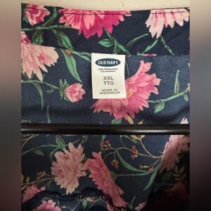 Old Navy Pink and Green Floral Blouse XXL